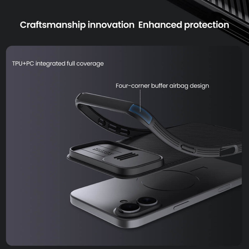 Husa iPhone 16 Plus Nillkin CamShield Pro Magnetic, negru