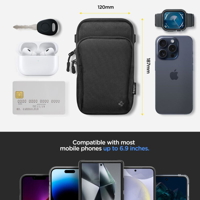 Geanta crossbody universala 6.9'' Spigen, KD400, negru