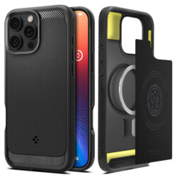 Husa iPhone 16 Pro Spigen Rugged Armor MagSafe, negru mat