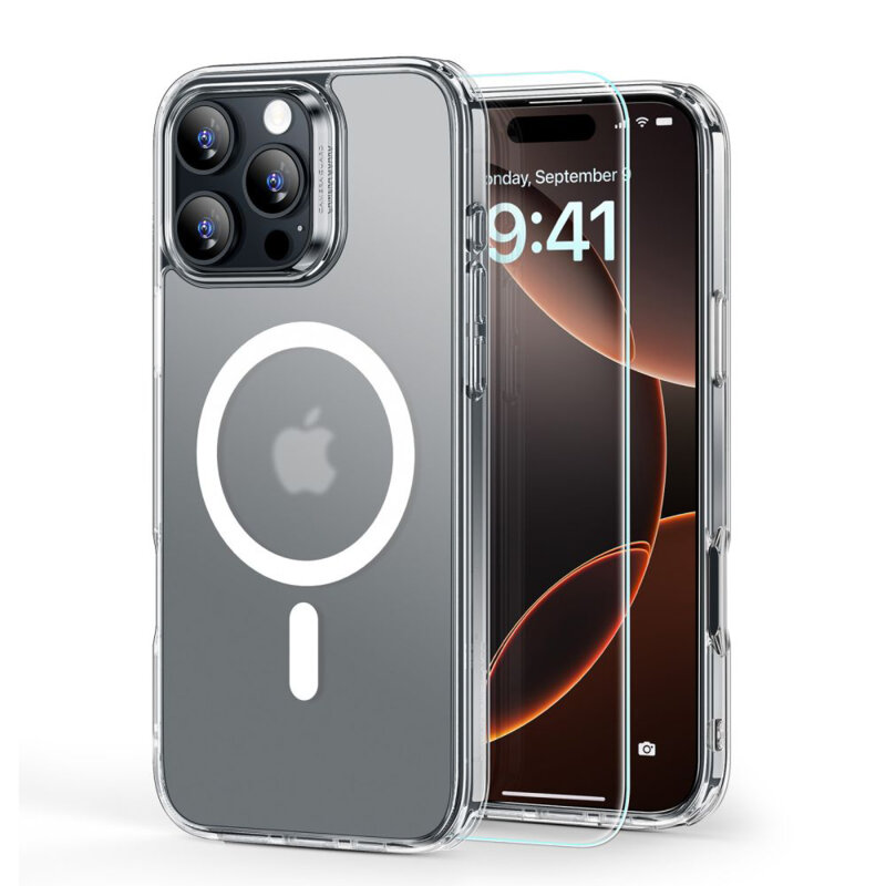[Pachet 360°] Husa + folie iPhone 16 Pro Max ESR Classic Hybrid HaloLock, mata