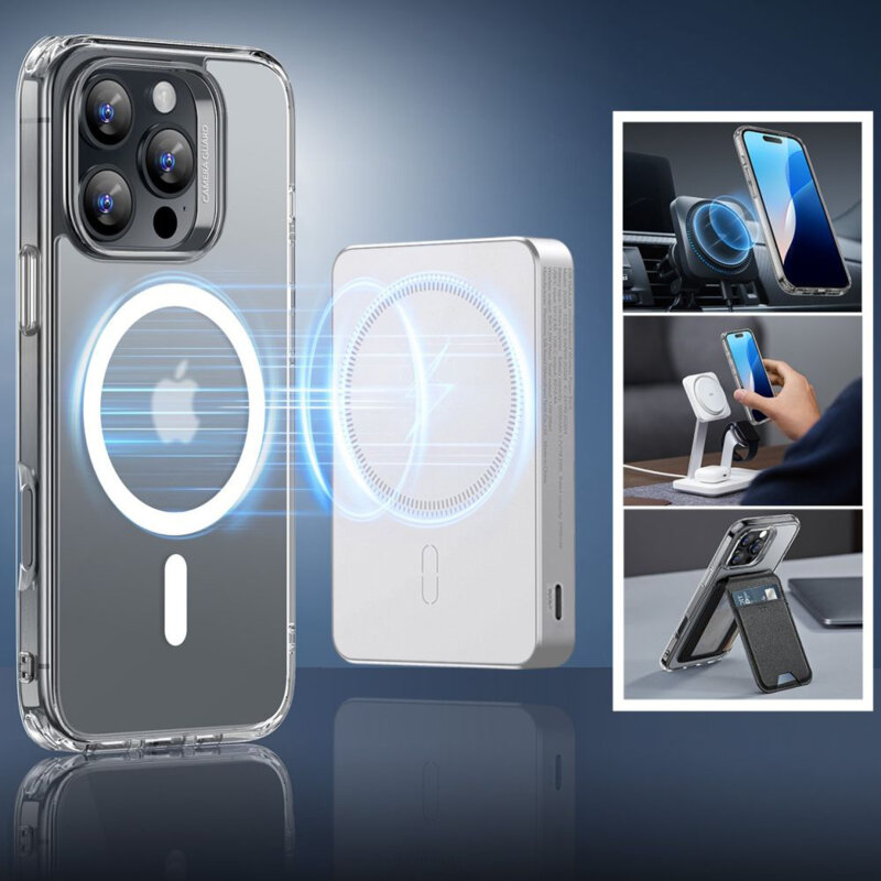 [Pachet 360°] Husa + folie iPhone 16 Pro Max ESR Classic Hybrid HaloLock, mata