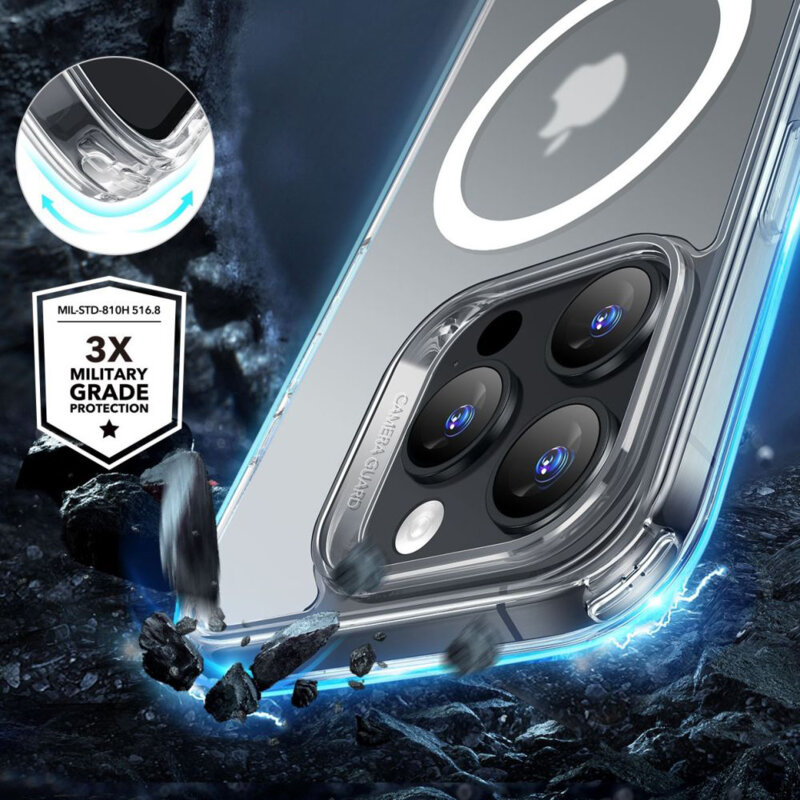 [Pachet 360°] Husa + folie iPhone 16 Pro Max ESR Classic Hybrid HaloLock, mata