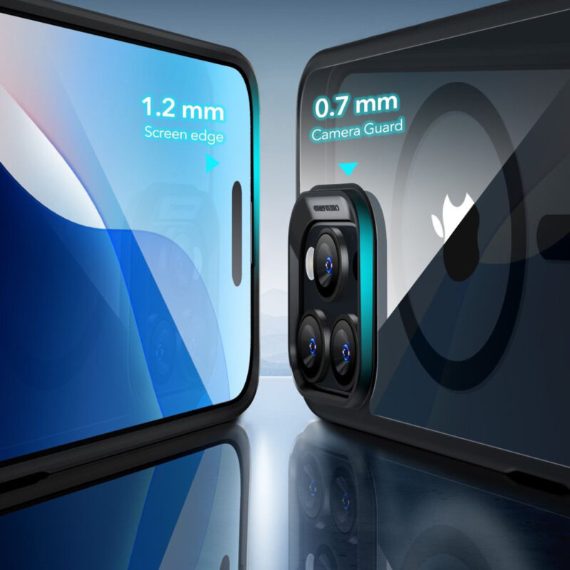 [Pachet 360°] Husa + folie iPhone 16 Pro Max ESR Classic Hybrid HaloLock, negru/transparenta