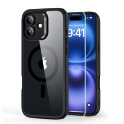 [Pachet 360°] Husa + folie iPhone 16 ESR Classic Hybrid HaloLock, negru/transparenta