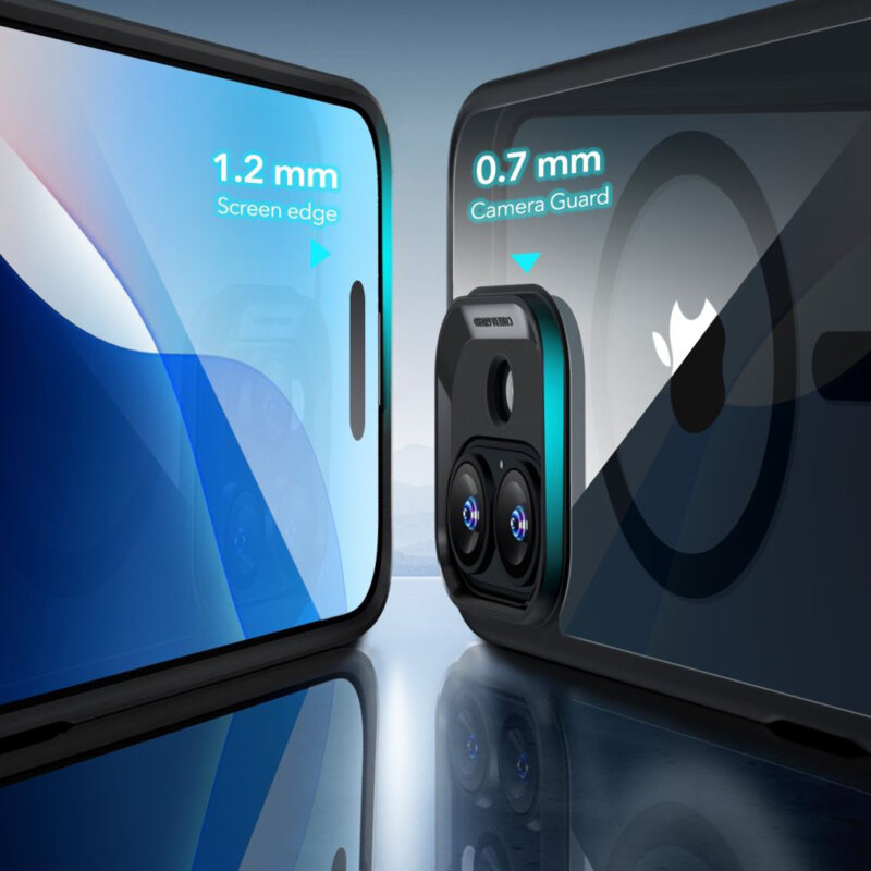 [Pachet 360°] Husa + folie iPhone 16 ESR Classic Hybrid HaloLock, negru/transparenta