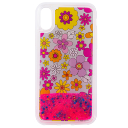 Husa iPhone X, iPhone 10 Zizo Liquid Glitter Star  - Multiflowers
