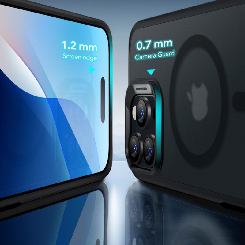 [Pachet 360°] Husa + folie iPhone 16 Pro Max ESR Classic Hybrid HaloLock, negru frost