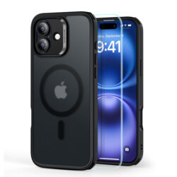 [Pachet 360°] Husa + folie iPhone 16 ESR Classic Hybrid HaloLock, negru frost
