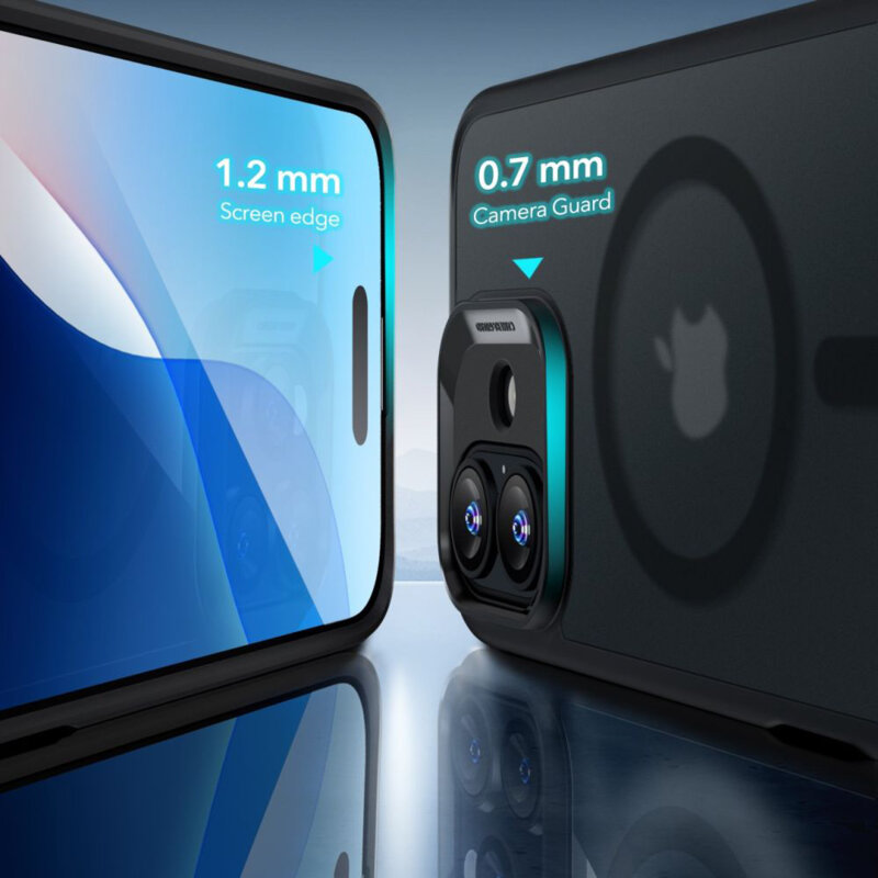 [Pachet 360°] Husa + folie iPhone 16 ESR Classic Hybrid HaloLock, negru frost