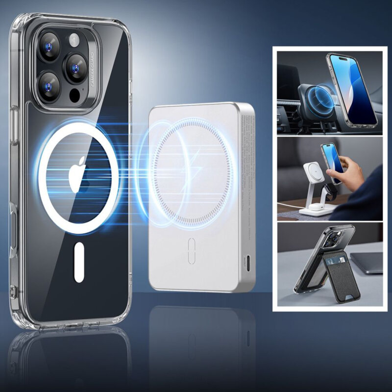 [Pachet 360°] Husa + folie iPhone 16 Pro ESR Classic Hybrid HaloLock, transparenta