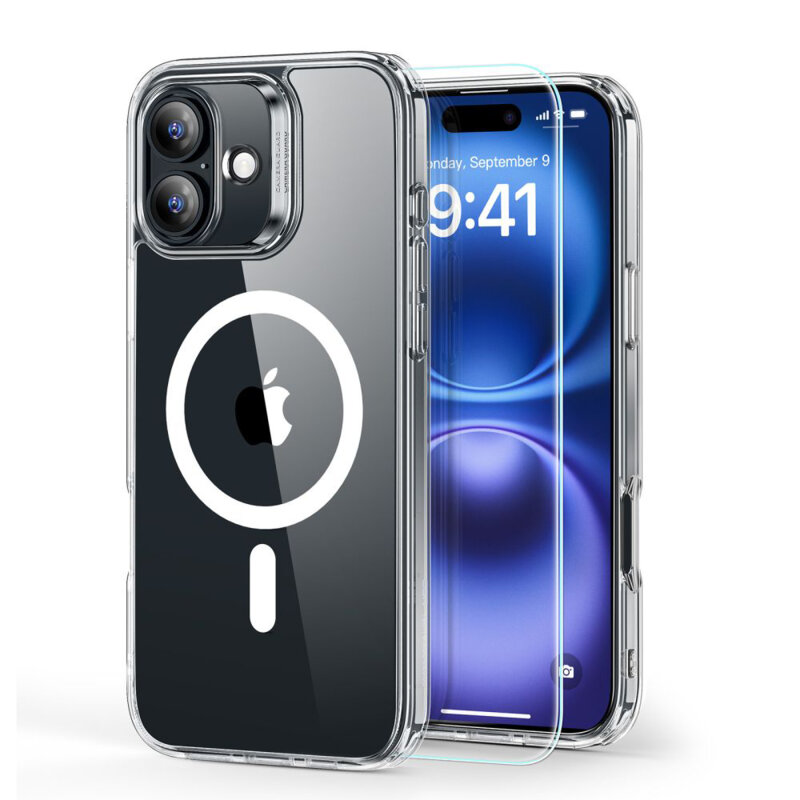 [Pachet 360°] Husa + folie iPhone 16 ESR Classic Hybrid HaloLock, transparenta