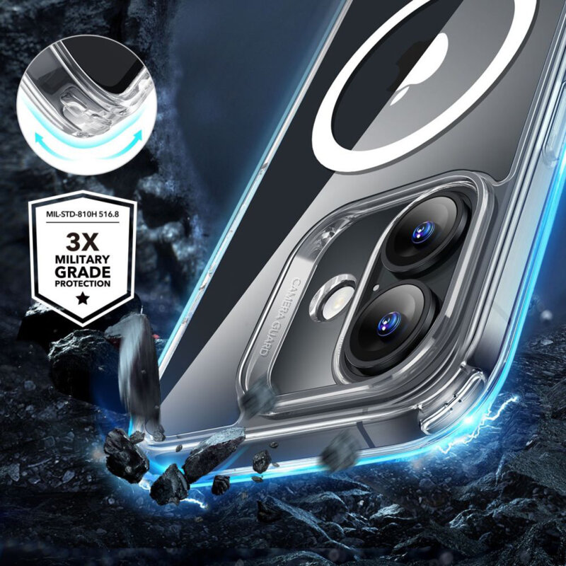 [Pachet 360°] Husa + folie iPhone 16 ESR Classic Hybrid HaloLock, transparenta