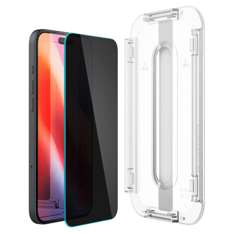 [Pachet 2x] Folie iPhone 15 Spigen Glas.tR EZ Fit, privacy