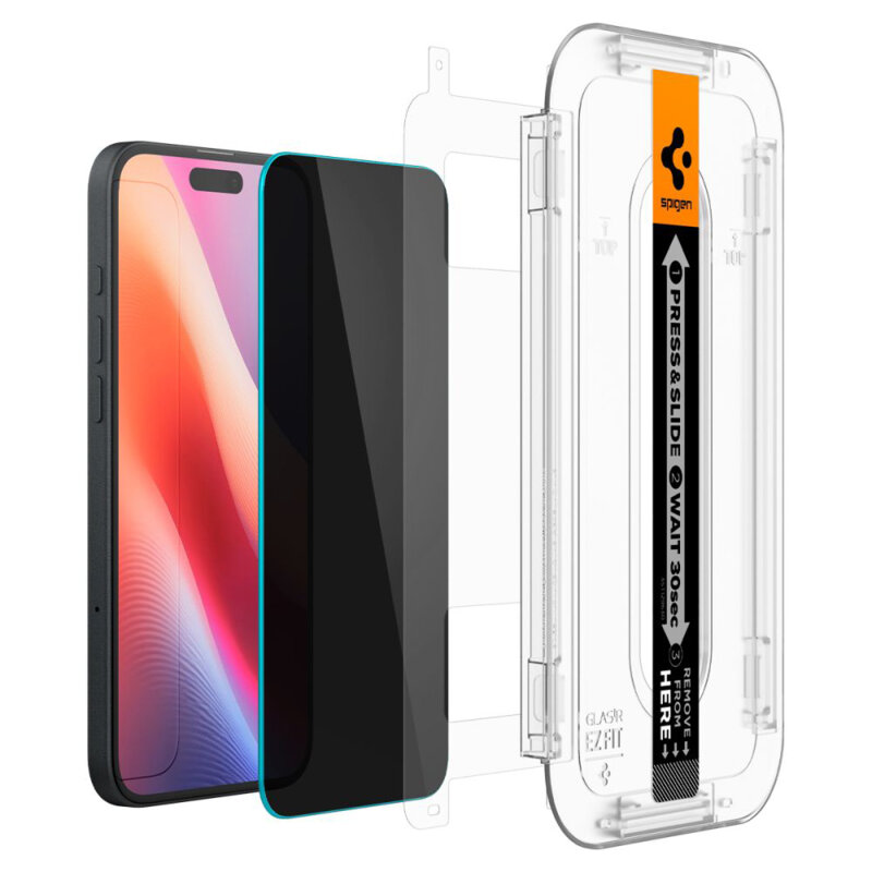 [Pachet 2x] Folie iPhone 16 Spigen Glas.tR EZ Fit, privacy