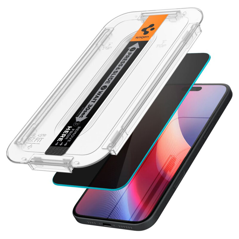 [Pachet 2x] Folie iPhone 16 Spigen Glas.tR EZ Fit, privacy