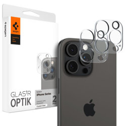 [Pachet 2x] Folie sticla camera iPhone 14 Pro Max Spigen Glas.tR Optik, transparenta