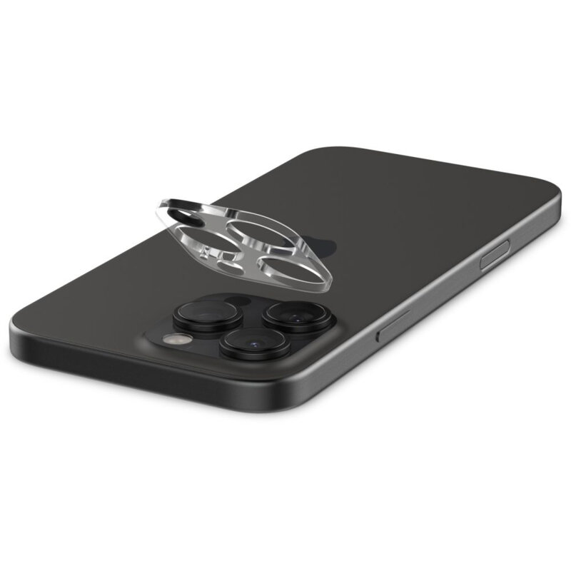 [Pachet 2x] Folie sticla camera iPhone 15 Pro Max Spigen Glas.tR Optik, transparenta