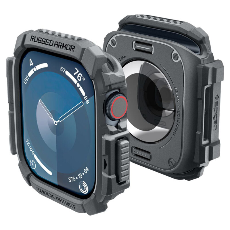 Husa Apple Watch 10 46mm Spigen Rugged Armor, gri