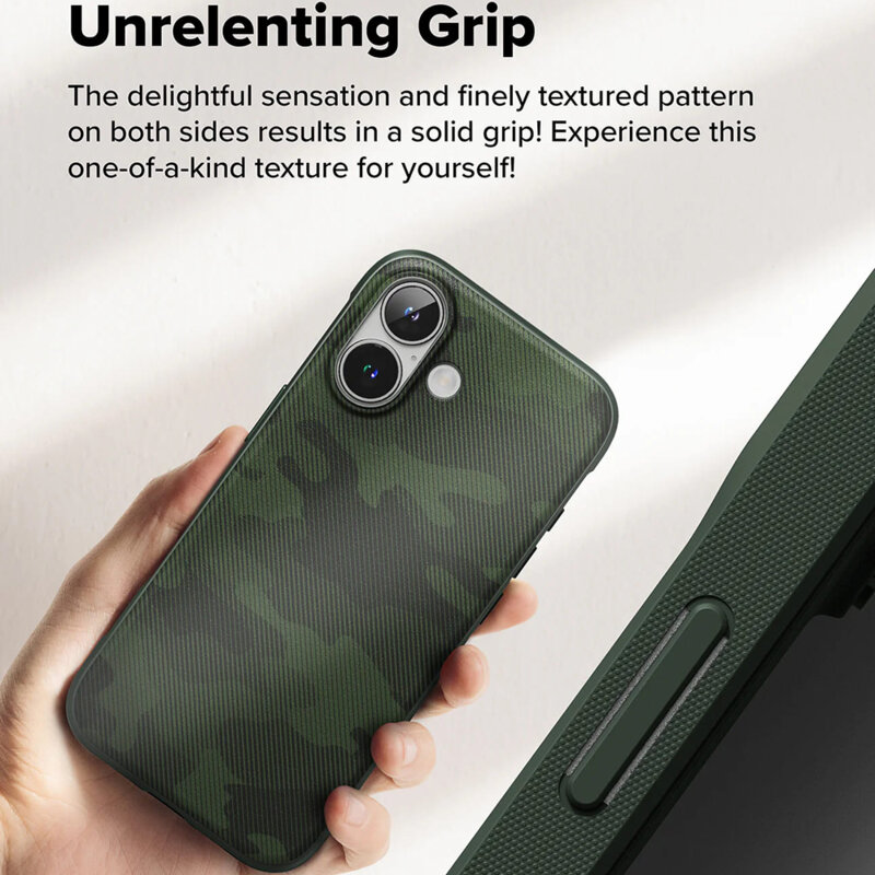 Husa iPhone 16 Plus Ringke Onyx Design, verde camuflaj