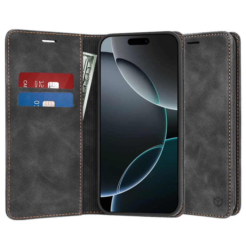 Husa piele iPhone 16 Pro Techsuit Confy Cover, negru