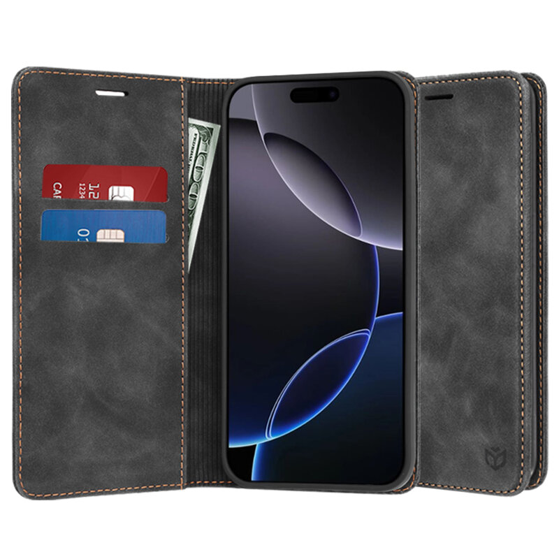 Husa piele iPhone 16 Pro Max Techsuit Confy Cover, negru