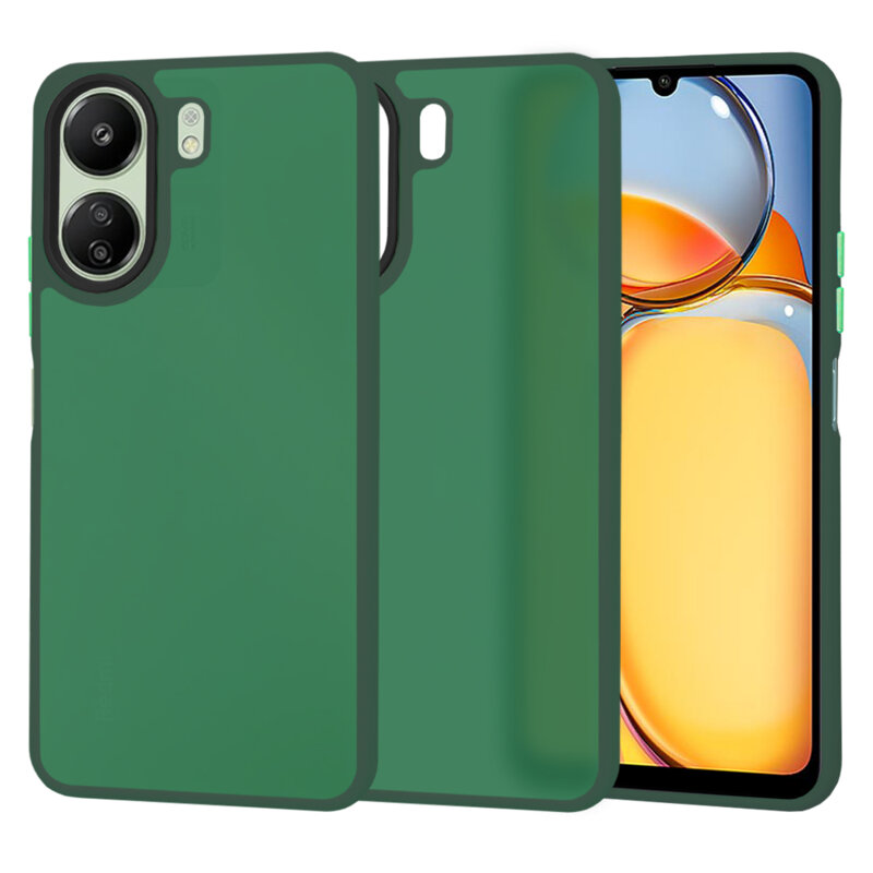 Husa Xiaomi Redmi 13C 4G Techsuit HaloFrost Series, verde inchis