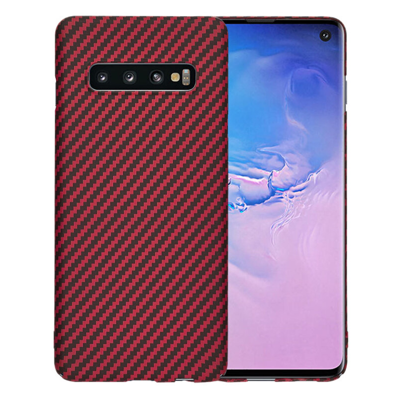 Husa Samsung Galaxy S10 Techsuit Carbonite FiberShell, rosu
