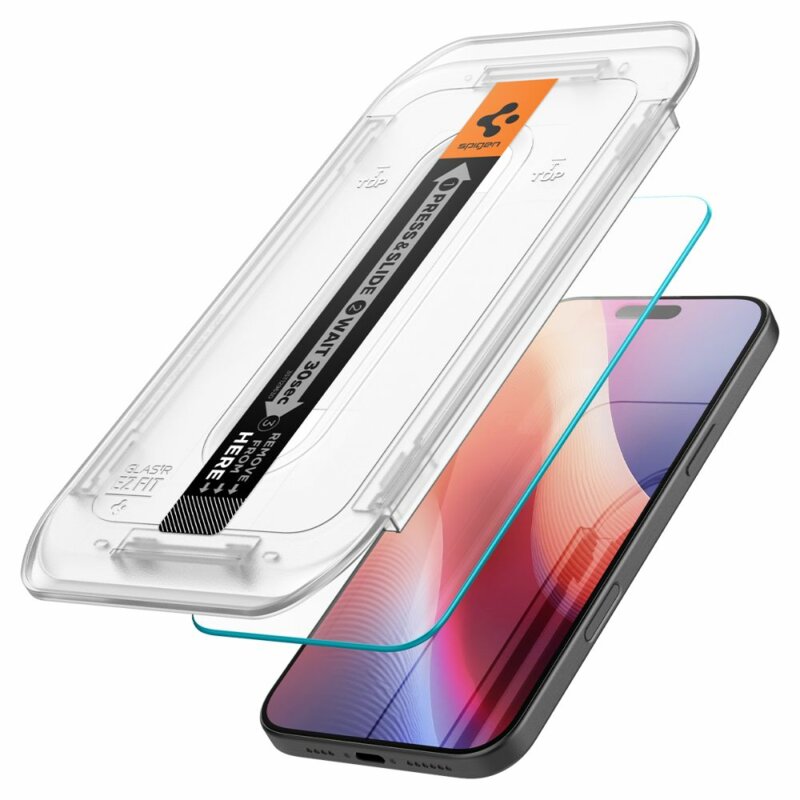 Folie iPhone 16 Pro Spigen Glas.tR EZ Fit, transparenta