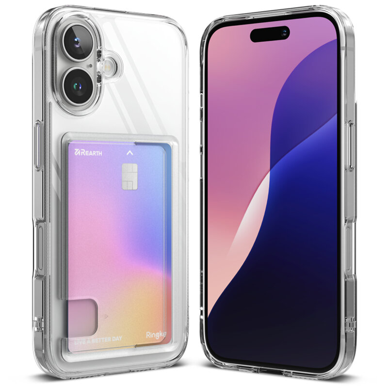 Husa iPhone 16 Plus Ringke Fusion Card, transparenta