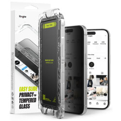 [Pachet 2x] Folie sticla iPhone 16 Pro Ringke Easy Slide Tempered Glass, privacy