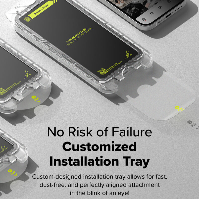 [Pachet 2x] Folie sticla iPhone 16 Ringke Easy Slide Tempered Glass, privacy