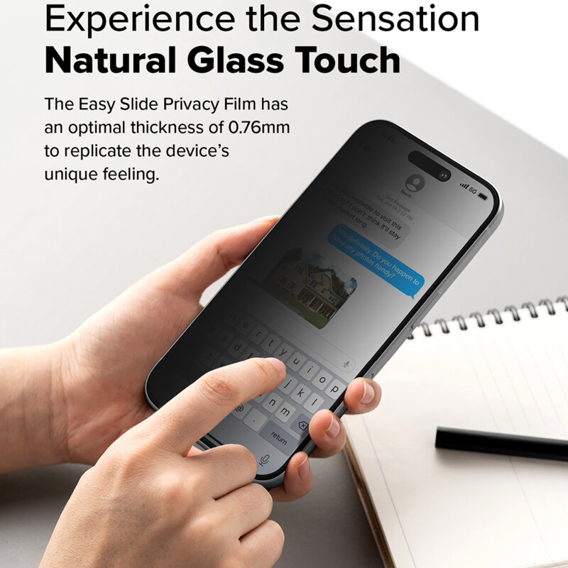 [Pachet 2x] Folie sticla iPhone 16 Ringke Easy Slide Tempered Glass, privacy