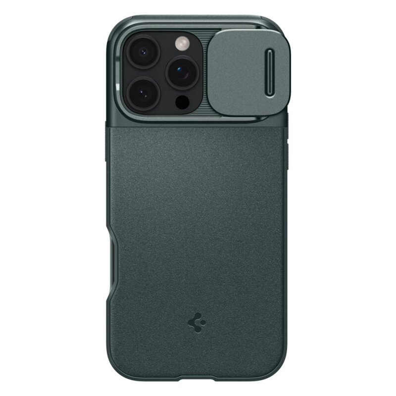 Husa iPhone 16 Pro Spigen Optik Armor MagSafe, verde