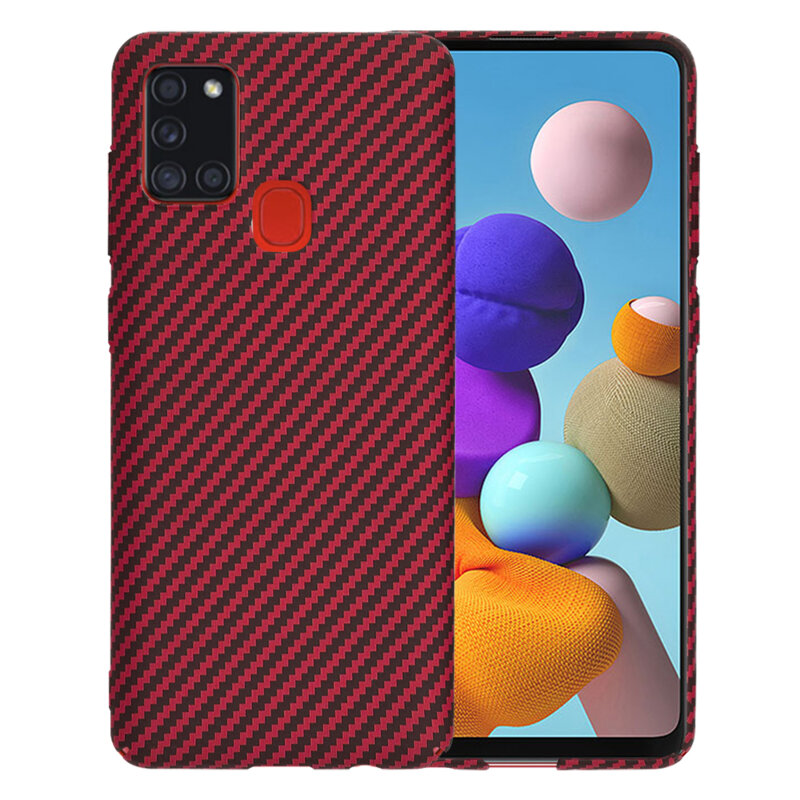 Husa Samsung Galaxy A21s Techsuit Carbonite FiberShell, rosu