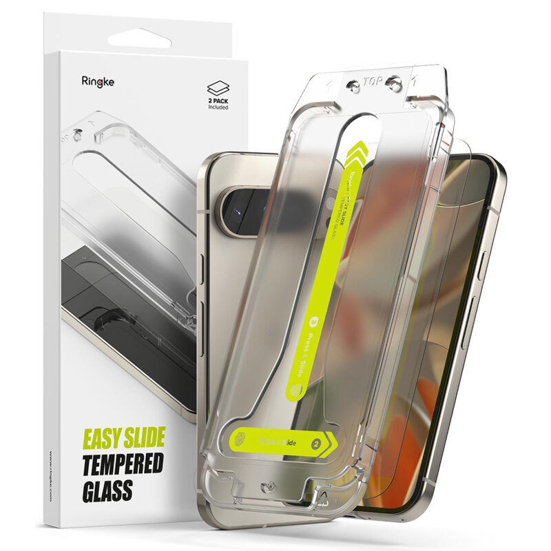 [Pachet 2x] Folie sticla Google Pixel 9 Pro Ringke Easy Slide Tempered Glass, transparenta