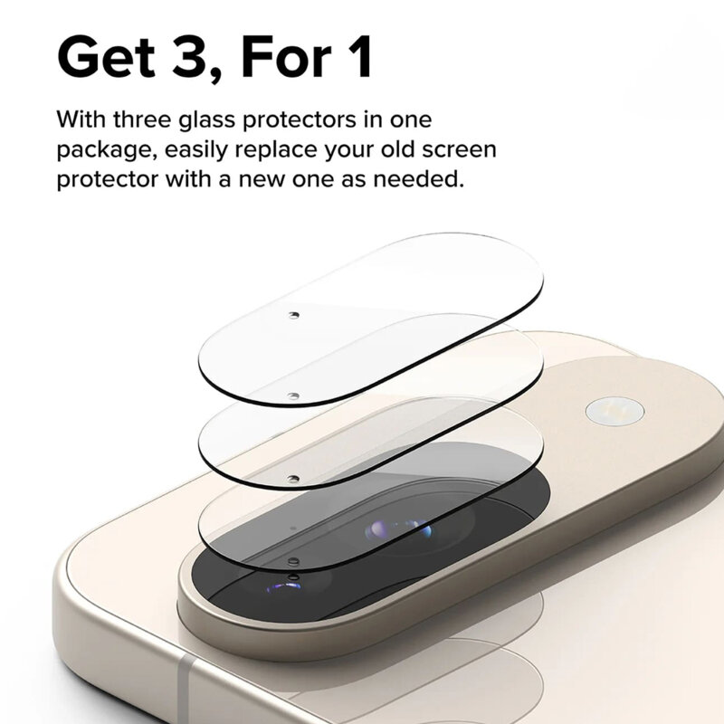 [Pachet 3x] Folie sticla camera Google Pixel 9 Ringke Camera Protector, transparenta