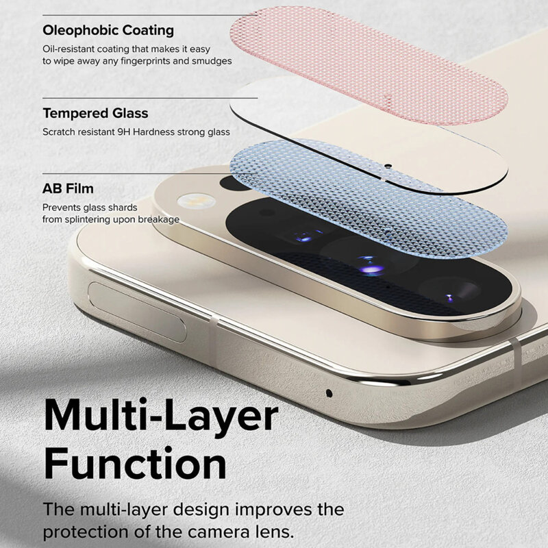 [Pachet 3x] Folie sticla camera Google Pixel 9 Pro Ringke Camera Protector, transparenta