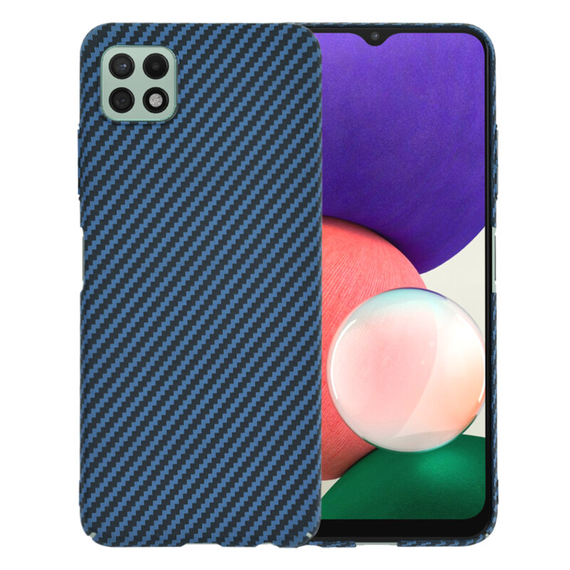Husa Samsung Galaxy A22 5G Techsuit Carbonite FiberShell, cyan