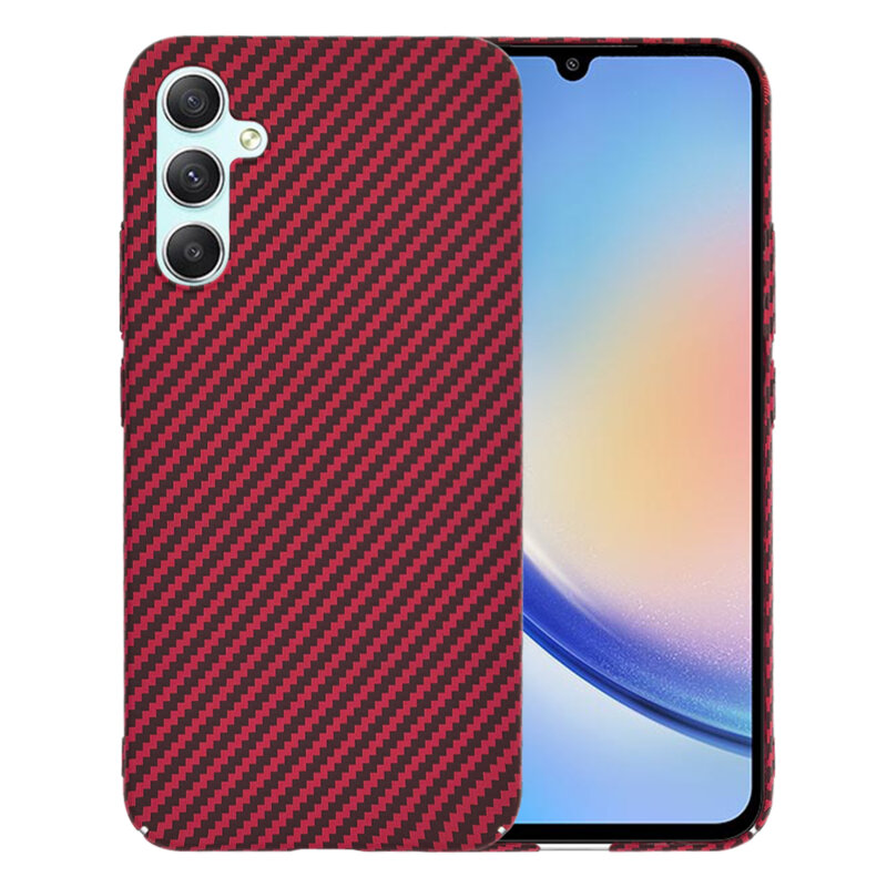 Husa Samsung Galaxy A34 5G Techsuit Carbonite FiberShell, rosu