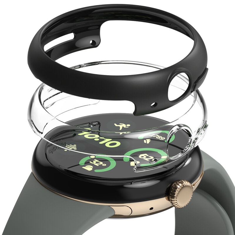 [Pachet 2x] Husa Google Pixel Watch 3 41mm Ringke Slim, transparenta / negru