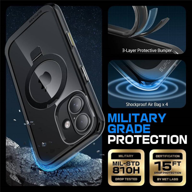 Husa iPhone 16 Pro Supcase Unicorn Beetle MagStand, negru frost