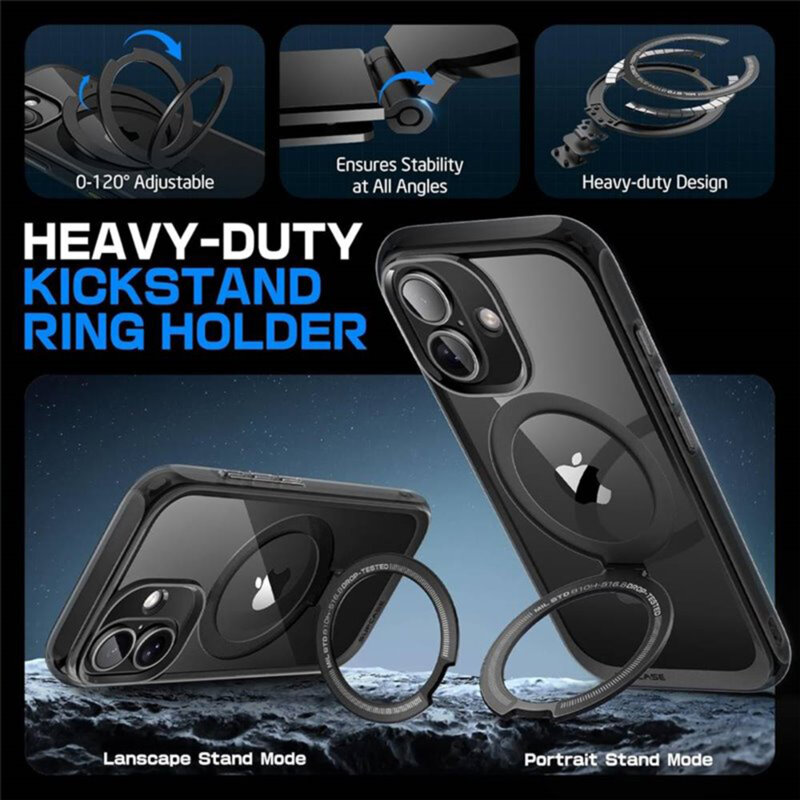 Husa iPhone 16 Pro Supcase Unicorn Beetle MagStand, negru frost