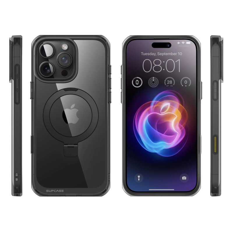 Husa iPhone 16 Pro Supcase Unicorn Beetle MagStand, negru frost