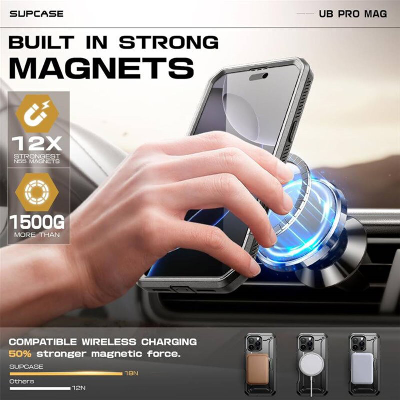 Husa iPhone 16 Pro Supcase Unicorn Beetle Pro MagSafe, negru