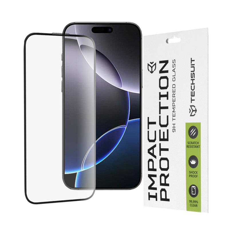 Folie sticla iPhone 16 Pro Max Techsuit 111D Full Glue Full Cover, negru