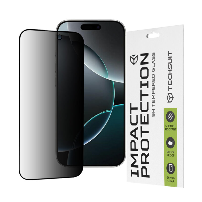 Folie sticla iPhone 16 Pro Techsuit 111D Privacy Full Glue, negru