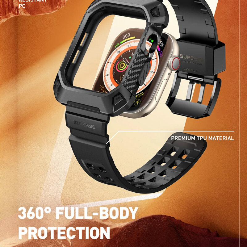 [Pachet husa + curea] Apple Watch 10 42mm Supcase Unicorn Beetle Pro, negru