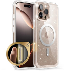 Husa iPhone 16 Pro Supcase Unicorn Beetle Slim Clear MagSafe, transparenta, sclipici