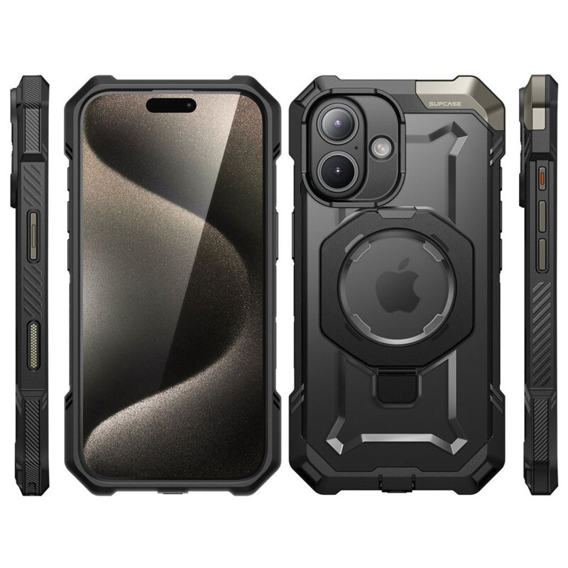 Husa iPhone 16 Plus Supcase Unicorn Beetle Defender MagSafe, negru