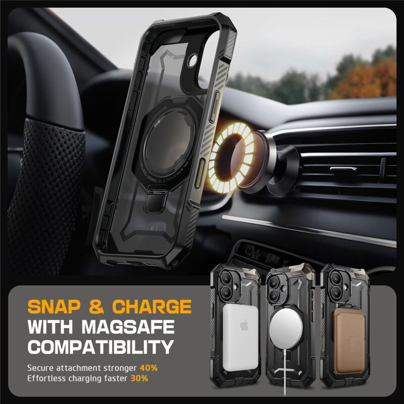 Husa iPhone 16 Plus Supcase Unicorn Beetle Defender MagSafe, negru